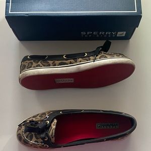 Sperry Top-Sider Cheetah Print with Red Bottom Sole - Size 8